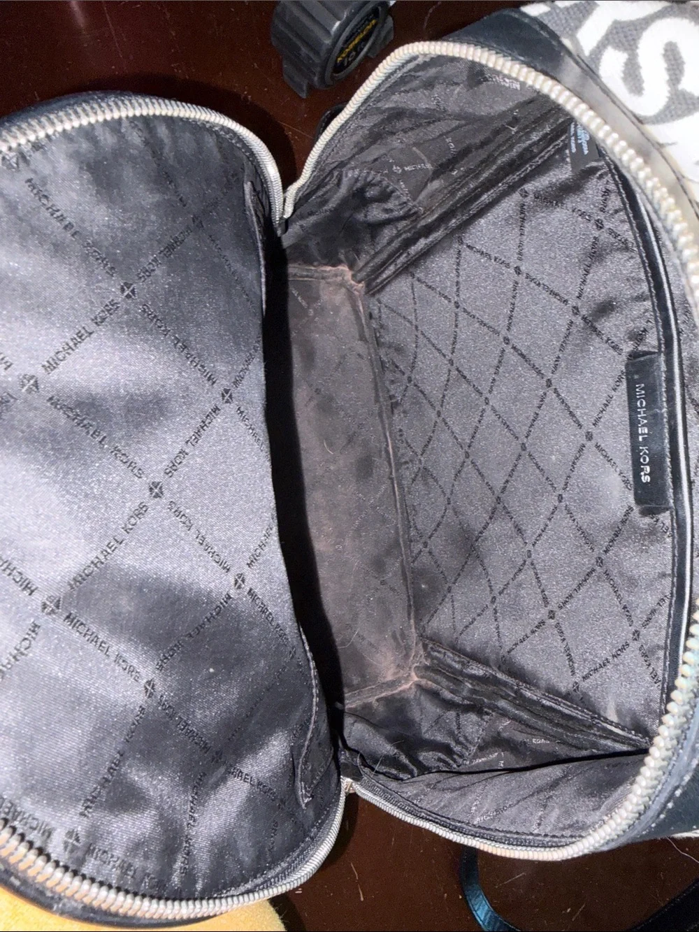 MICHAEL KORS Black & White Logo Print Backpack